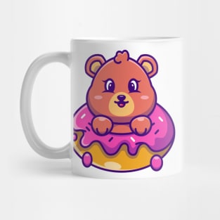 Cute baby bear with doughnut cartoon Mug